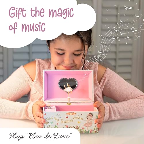 The Memory Building Co Ballerina Musical Jewelry Box Plays Classic Melody, Storage Organizer Music Box for Kids Ages 6-12,...