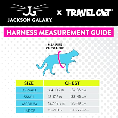Travel Cat x Jackson Galaxy Harness and Leash Set - Adjustable Fit Mesh Cat Harness with Nylon Leash - Comfort, Escape Pro...