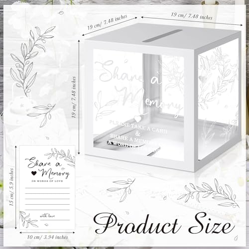 Pajean 50 Pcs Greenery Share a Memory Card for Celebration of Life Memory Cards Box with Transparent Windows Memory Box fo...