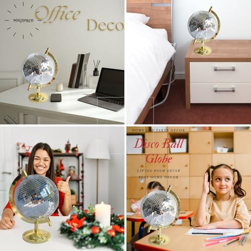 MFGDISCO Disco Ball Globe Home Decor Statues Classic Tabletop Art Sculpture Gold Discoball Unique Western Modern Decorativ...