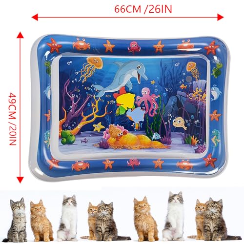 NLAIKE 2 Pieces Upgraded Thickened Cat Water Mat,Interactive Cat Toy for Indoor Cats to Exercise, Hunting,Swatting, Anti-S...