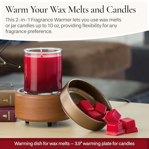 Candle Warmers ETC 2-in-1 Candle and Fragrance Warmer for Warming Scented Candles or Wax Melts and Tarts with to Freshen R...