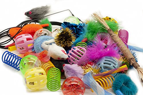 Fashion's Talk Cat Toys 50 Pcs for Indoor Cats,Interactive Door Hanging Mice Feather Toy Cat Spring Toy Cat Wand Catnip Cr...