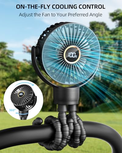 Portable Stroller Mini Fan, Small Rechargeable Personal Fan, Baby Travel Essentials for Wagon, Car Seat, Treadmill, Batter...