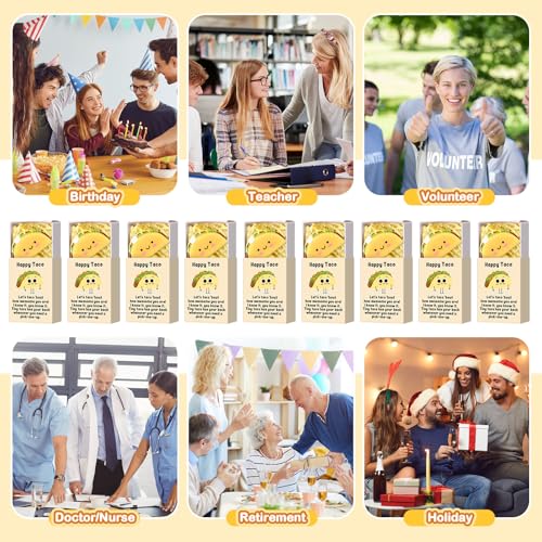 Wettarn 72 Sets Taco Positive Gifts Cute Stress Balls with Support Boxes Mexican Party Favors for Cinco De Mayo Fiesta Gif...