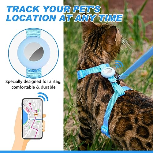 VKPETFR Cat Harness and Leash Set with Airtag Holder for Walking & Travelling, Escape Proof Cat Harness for Small Medium L...