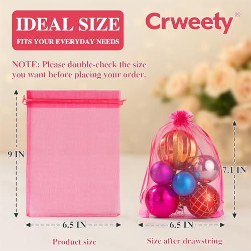 Crweety 50 Pcs White Organza Bags 6x9 Inches, Large Mesh Gift Bags Drawstring, Jewelry Pouches Treat Sachet Goodie Mesh Ba...