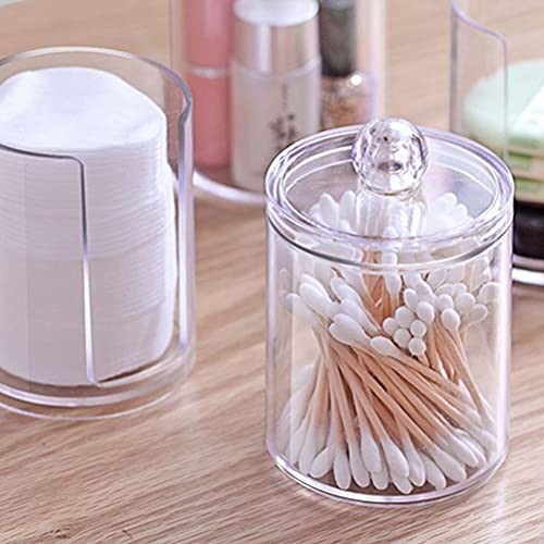 Cotton Swab Container and Cotton Pad Storage Box Double Layer Plastic with Lid, Desktop Organizer for Makeup Removal and B...