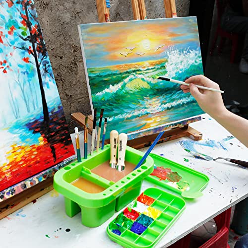 MyLifeUNIT Paint Brush Cleaner, Paint Brush Holder and Organizers with Palette for Acrylic, Watercolor, and Water-Based Pa...