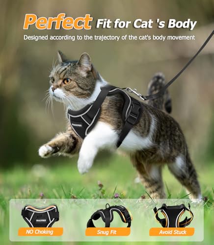 Halypet Cat Harness and Leash Set - MAX Safety 4th-Gen Upgrade, Escape Proof, Adjustable, Comfortable Soft Vest, Easy to W...