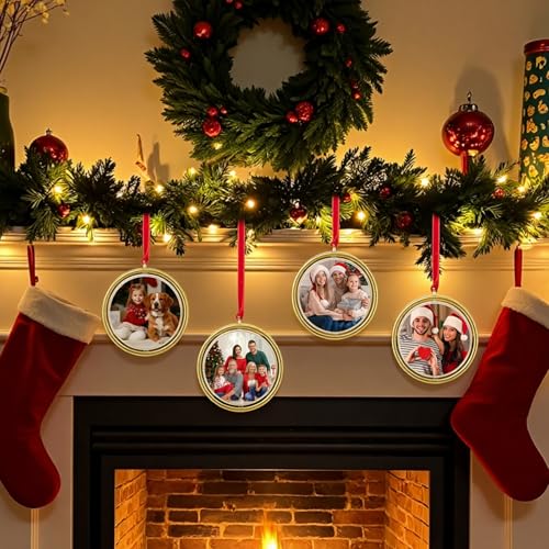 Taybonds Spinning Double Sided Photo Ornament, Decorative Picture Frame Hanger for Photos, Clear Hanging Picture Frame, Ro...