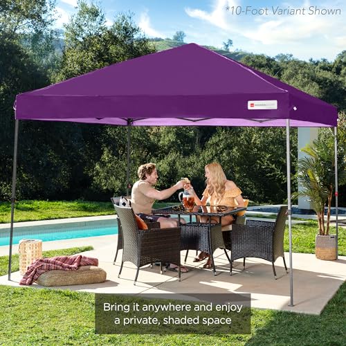 Best Choice Products 8x8ft Pop Up Canopy Tent, Outdoor Shade, 1 Person 1 Minute Set Up, Carry Case, 4 Weight Bags - Amethy...