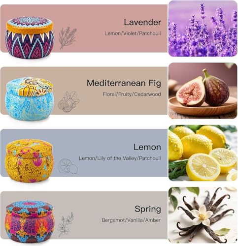 Candles Gift Set for Women, 4 Pack Scented Candles with 8% Essential Oils, 120H Long Lasting Aromatherapy Candles for Home...