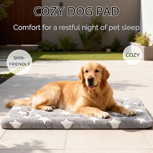 Fogkiss Dog Bed Mat, Reversible Crate Pad & Durable Dog Bed - Machine Washable Kennel Mat with Ultra Soft for Large Dogs (...