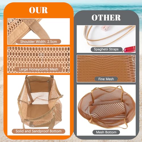 Dntorx Women's Mesh Beach Bag, Stylish Beach Tote for Swimming, Travel & Vacation Essentials, Lightweight Design for Poolside