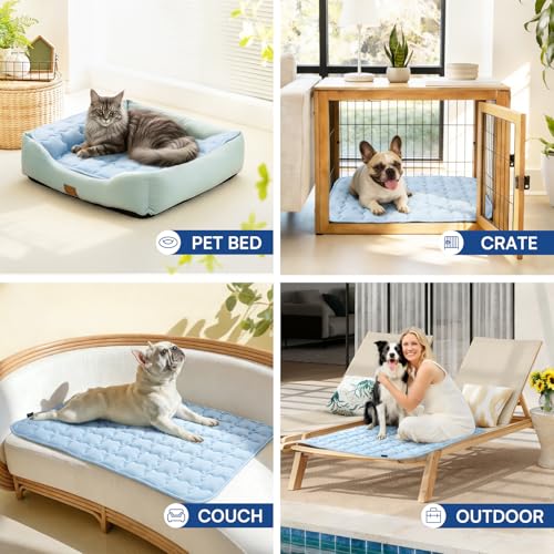 Luciphia Premium Dog Cooling Mat Non-Slip Q-MAX>0.5 Self-Cooling Pad for Medium Pet Indoor Portable Kennel Puppy Bed for S...