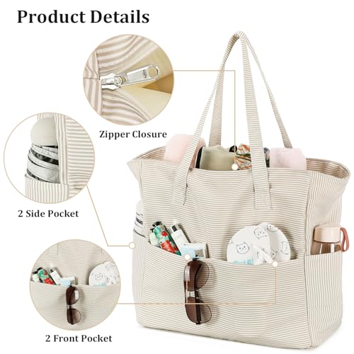 LEDAOU Large Beach Bag Women Waterproof Sandproof Zipper Beach Tote Pool Bag for Swim Gym Grocery Travel with Wet Pocket |...