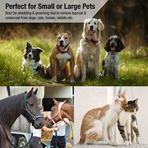 King Kanine Deshedding Dog Brush - Self Cleaning Deshedding Brush for Cats Dogs and Horses - Pet Comb for Grooming and Rem...