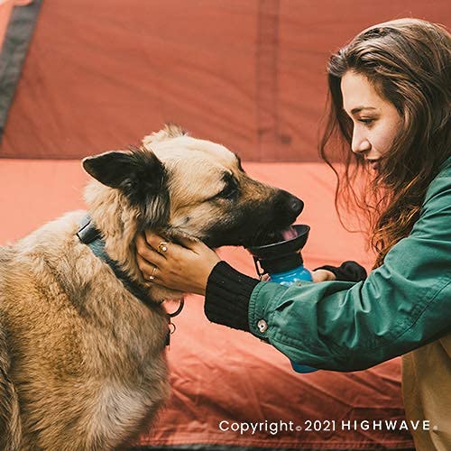 Highwave AutoDogMug Portable Dog Water Bottle, Squeeze Water Bottle with Built-in Travel Bowl for Dogs, Leak-Resistant BP...