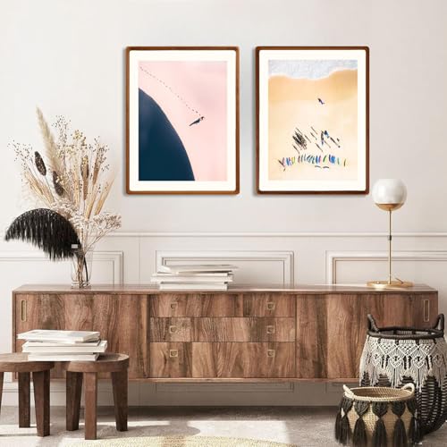 FLECHAZO 11x14 Picture Frame Wood with 5x7 and 8x10 Mat,Natural Solid Walnut Wooden Photo Frames 11 by 14 for Tabletop or ...