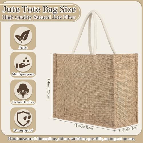RAINFLOW Burlap Tote Beach Bag - Jute Bags with Handles Medium Straw Beach Bag 13x9.4x4.7inch Reusable Tote for Shopping, ...
