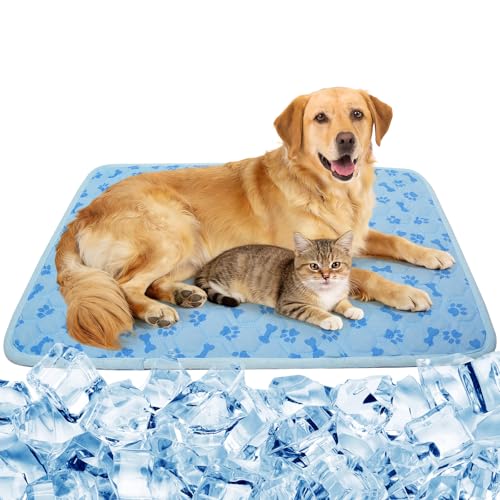 SHEJIZE Cooling Dog Mat, Q-Max>0.4 Breathable Cooling Pad for Dogs, Washable Dog Crate Mat, Non-Slip Dog Cooling Bed for I...