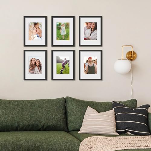 upsimples 9x12 Picture Frame, Display Pictures 6x8 with Mat or 9x12 Without, Wall Hanging Photo Frames, Black, 1 Pack