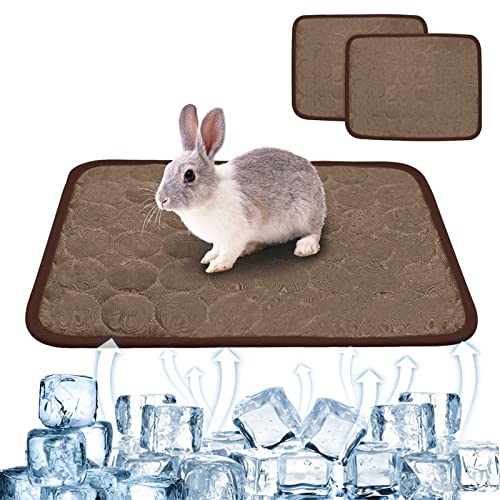 2PCS Summer Cooling Mat for Rabbit, Washable Bunny Bed, Rabbit Bed Mat, Guinea Pig Cage Liner Hamster Pad, Fleece Sleep Pa...
