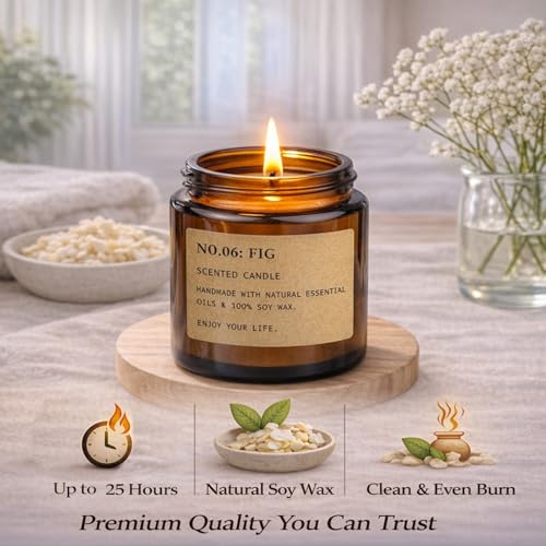 Scented Candles for Home, 8 Pack Soy Wax Candle Set, Aromatherapy Candles, Amber Jar Vintage Apothecary Style, 8 Scents Gi...