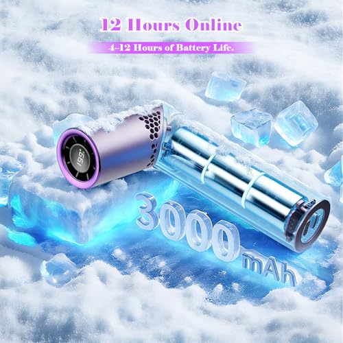 HEEYCEM Portable Handheld Turbo Fan,3 IN 1 Rechargeable Mini Fans,Up to 12 Working Hours,1-199 Speed,Digital Display,for O...