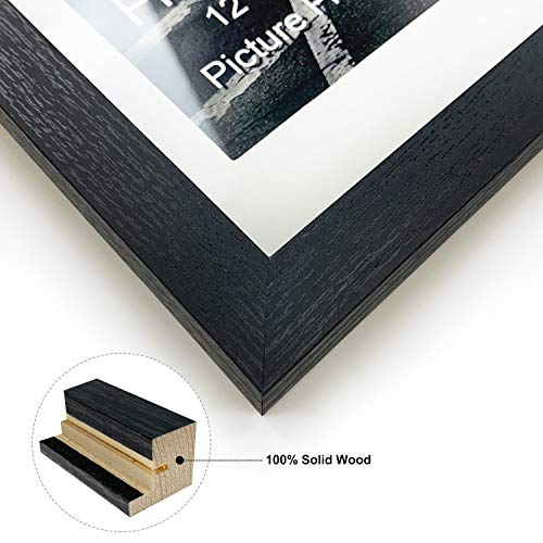 Finefrarm 12x16 Frames Display 11x14 Picture with Mat or 12 x 16 Photo Without Mats Black Picture Frames Wall Art for Livi...