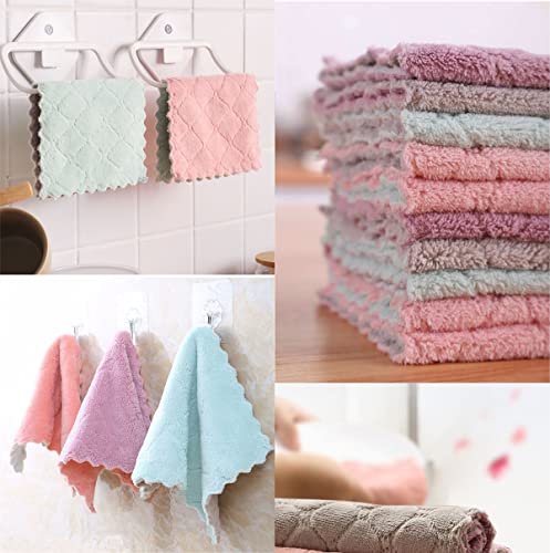 12 Pack Kitchen Towels Quick Dry Washcloths, Coral Velvet Dishtowels Multipurpose Reusable Cloths, Soft Tea Absorbent Clea...