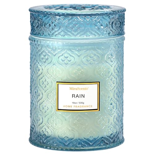 Rain Summer Scented Candles, 19oz Aromatherapy Candles Gifts for Women, Blue Luxury Large Decorative Candles in Glass, Nat...