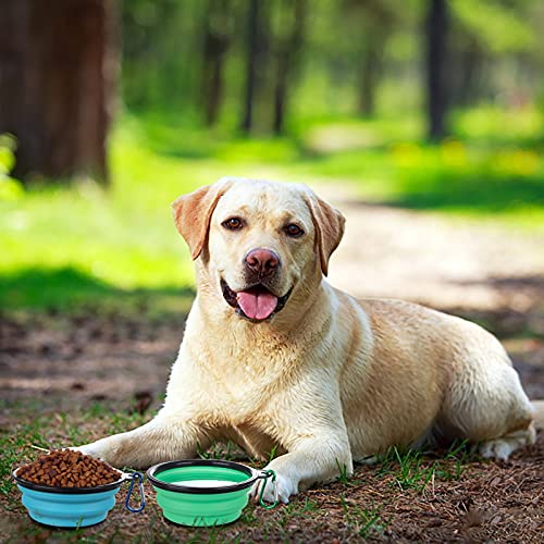SLSON Collapsible Bowl with Cover Lids,2 Pack Dog Travel Bowls Portable Foldable Cat Water Dish Bowl for Pets Walking Park...