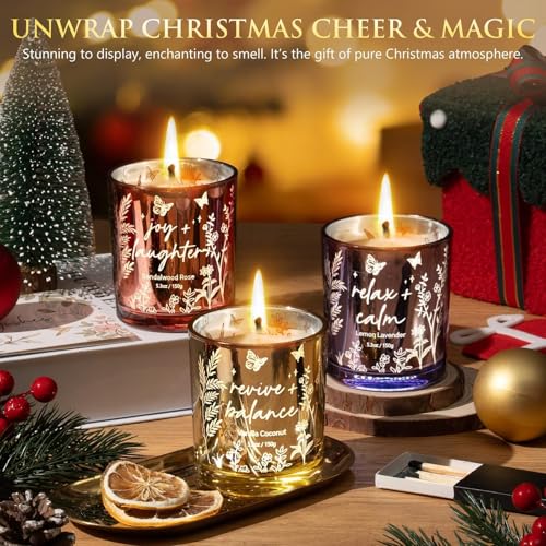 Scented Candles for Women, 3 Pack Candle Set Soy Candles for Home Scented Holiday Votive Candle Gifts Set, Easter Mothers ...