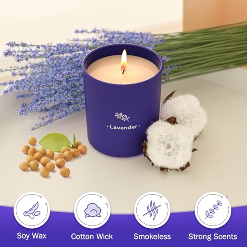 Lavender Candles for Home Scented, 8 oz Scented Candles Present, Purple Jar Wax, Made with Soy for Women, 45 Hour Long-Las...