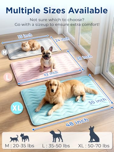 Dog Cooling Mat for Medium Dogs, 35"x24" Breathable Self Cooling Crate Mat for Dogs & Cats, QMAX>0.5 Portable Washable Pet...