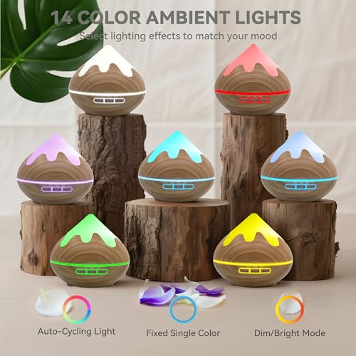 GLOXA 500ML Essential Oil Diffuser, Aromatherapy Diffuser with Remote Control, Multifunctional Air Diffusers for Home Offi...