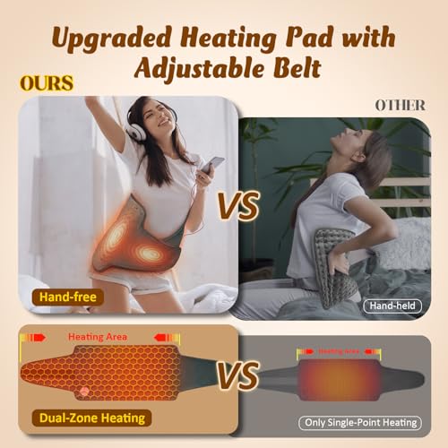 Heating Pad for Back, Electric Heating Pad for Period Cramps, Wrap Around Heat Pad for Waist Stomach Neck Shoulders, Anniv...
