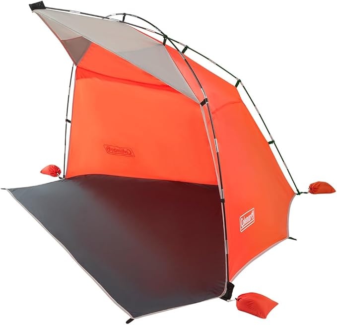 Coleman Skyshade Large Portable Sun Shelter, Easy Setup with Pre-Attached Poles, Canopy Provides Cover from Sand & Sun, Gr...