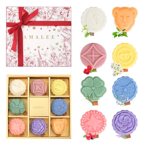 AMALEE 8-Pack Novelty Scented Candles Gift Set - Unique Shaped Artistic Aromatherapy Candles, Natural Soy Wax with Wooden ...