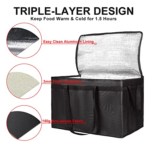 CIVJET Insulated Food Delivery Bag, XXXL Insulated Reusable Grocery Cooler/Hot Bags, Tote Bag for Shopping/Travel/Doordas...