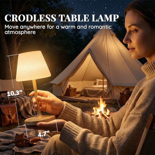 Shower Lamp Waterproof Bathroom Lamp for Inside Shower Bathtub, Rechargeable Cordless Table Lamp with 4000mah Battery, Tou...