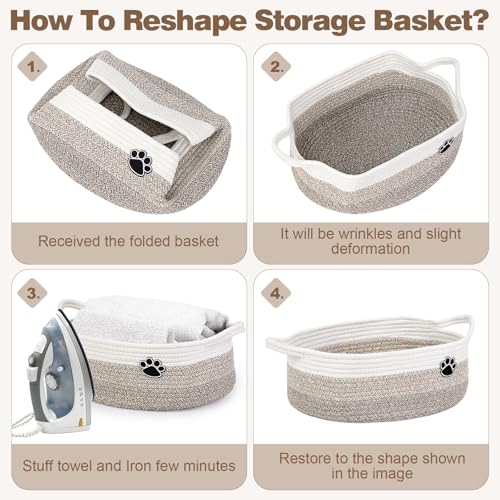 Optish Dog Toy Basket, Toy Box and Bin for Dog Cat Storage, 19.7" X 11" X 7.9" (30L) Large Woven Rope Basket for Blanket S...