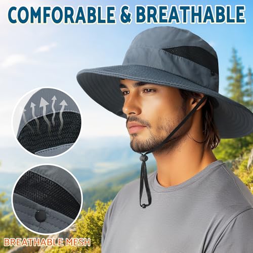 PFFY Sun Hats for Men Women Wide Brim Bucket Hat UPF 50+ Outdoor Beach Hiking Fishing Hat