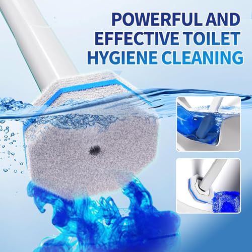 Disposable Toilet Brush Cleaning System with 50pcs Refills Pads Replacement Heads, Toilet Cleaning Stick, Wall Mounted Tol...