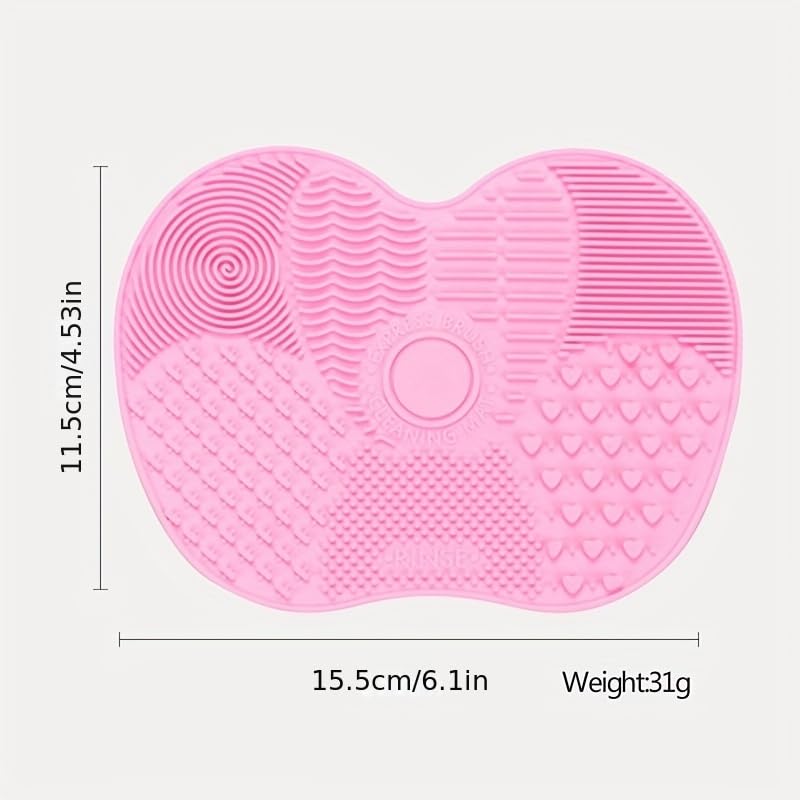 Make Up Brush Cleaning Mat，1PCS Silicone Makeup Brush Cleaner Pad With Suction Cup,Portable Cosmetic Washing Tool (Purple)
