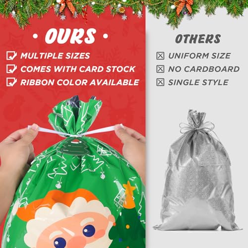 BlessedSeason 22PCS Gift Bags Set, 5 Styles Bags for Gifts, Holiday Reusable Santa Gift Bag (3 X-Large, 3 Large, 5 Medium,...