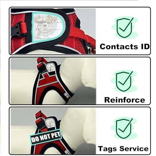 Service Dog Harness Vest Set Emotional Support Small Size Dog- 6PCS Removable Patches -Mesh Puppy Harness and Leash Set Tr...