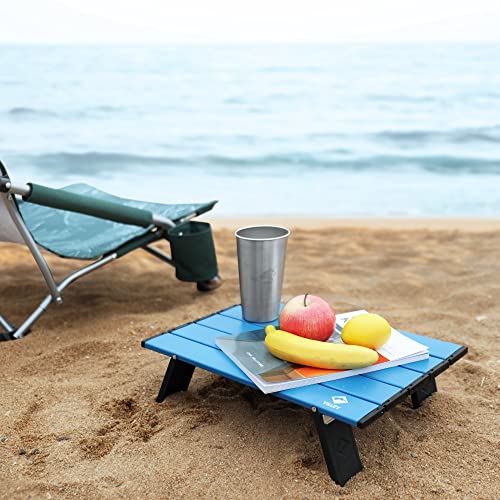 VILLEY Portable Mini Folding Beach Table, Ultralight Aluminum Side Table with Carry Bag for Camping, Picnics, and Outdoor ...
